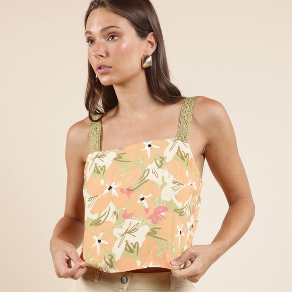 Sadie & Sage Tops - Sadie & Sage Orange and Green Floral Camisole